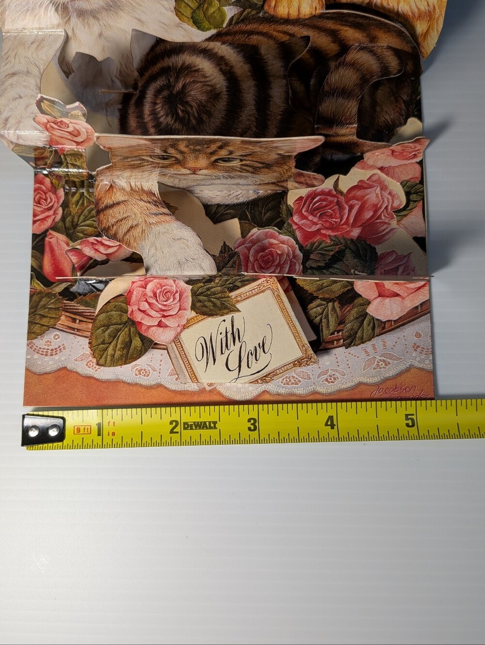 3D Kittens Greeting Card Die Cut Stand Up Roses Cat Decor Vintage Pop Shots - Picture 2 of 10